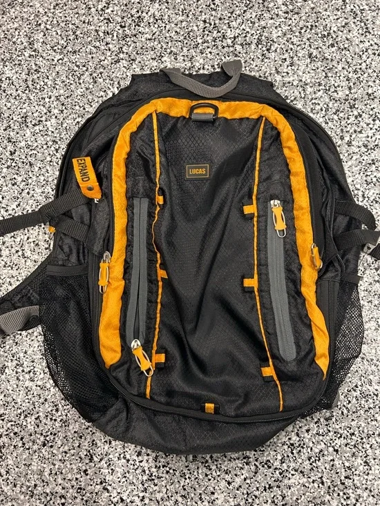 Lucas Men's Black and Orange Performance Backpack - Picture 2 of 4